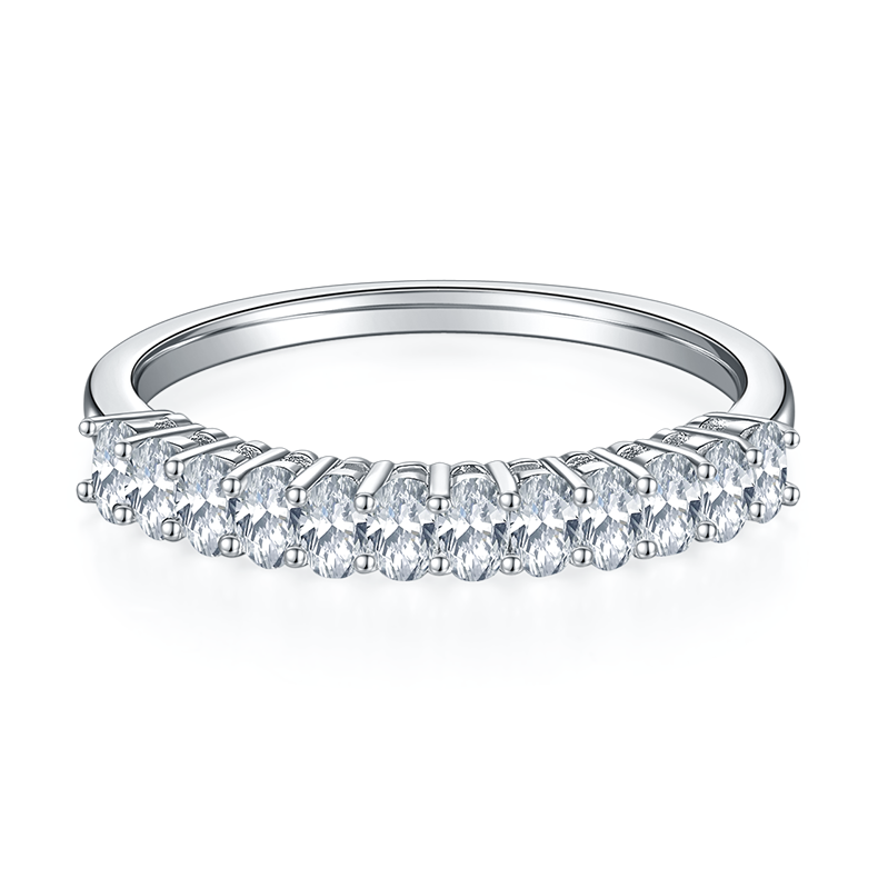 Egg shaped S925 silver plated platinum moissanite diamond women's ring 1.0 carat D-grade